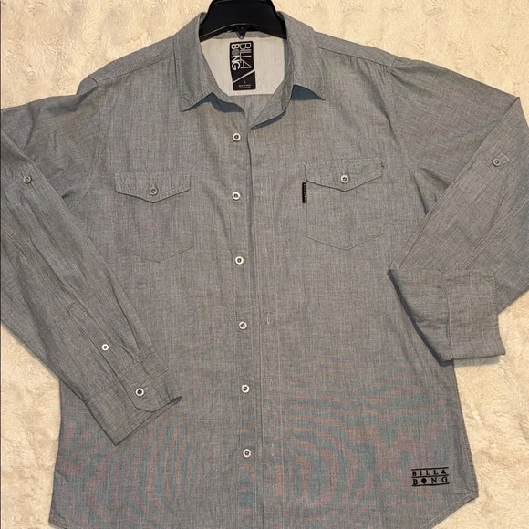 Billabong Men's Gray Casual Button Down Shirt - Picture 3 of 6